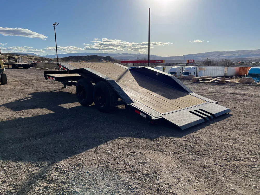 8.5 x 20 Walton Tilt Trailer Rock Crawler Package left rear tilted
